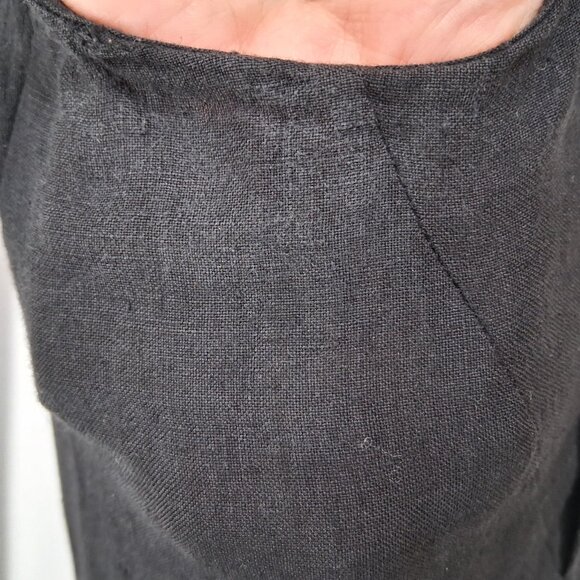 Gary Graham Black Silk Linen Dress Geometric Pleating Crew Neck SZ 2 Avant Garde - Picture 9 of 10